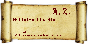 Milisits Klaudia névjegykártya
